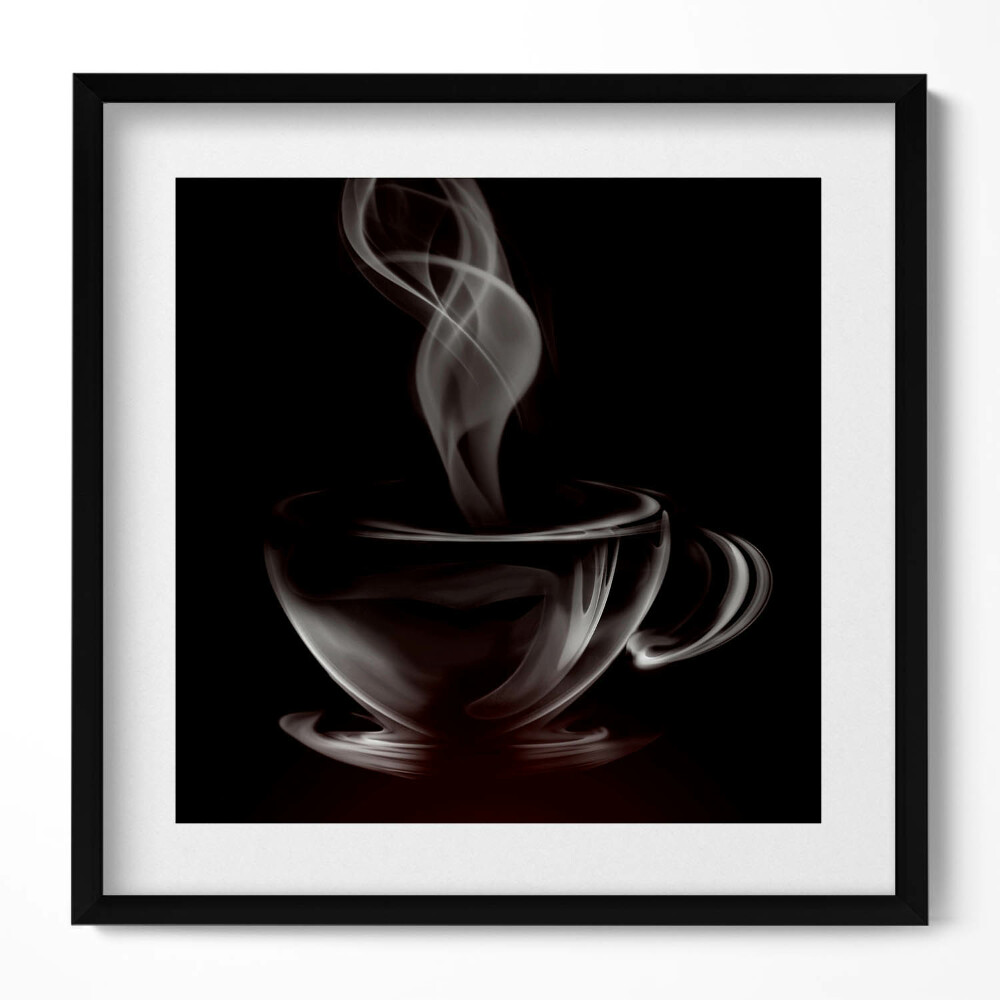 Keretezett falikép Füstölgő kávéscsésze