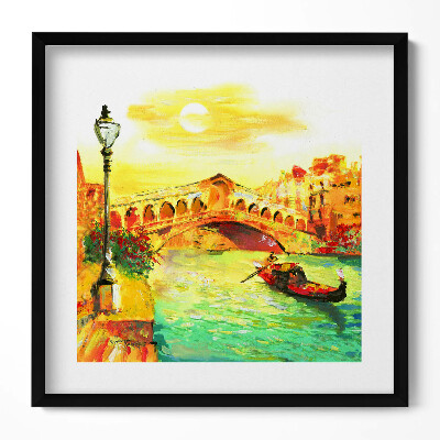 Keretezett falikép Híd csónakázás napfény