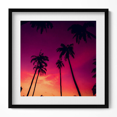 Keretezett falikép Pálmafák naplementében