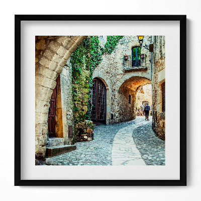 Keretezett falikép Kanyargós utca régi épületek