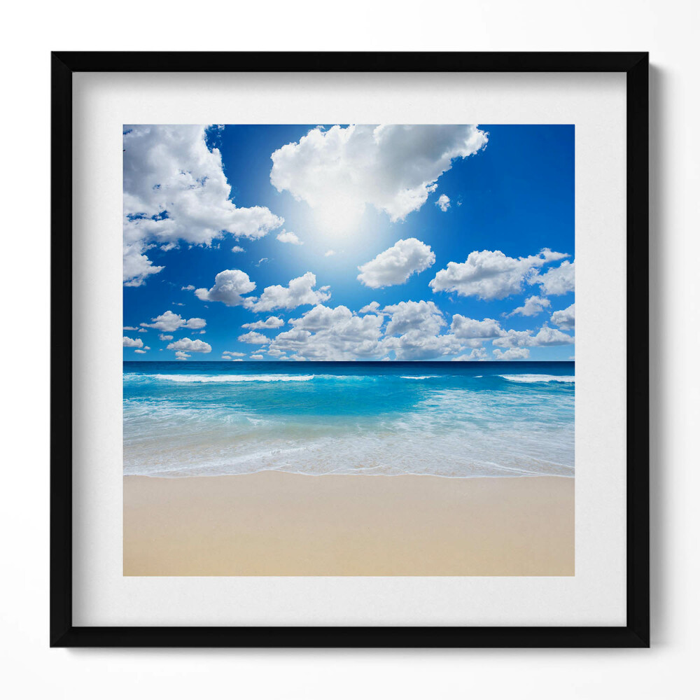 Keretezett falikép Tengerpart kék ég felhők
