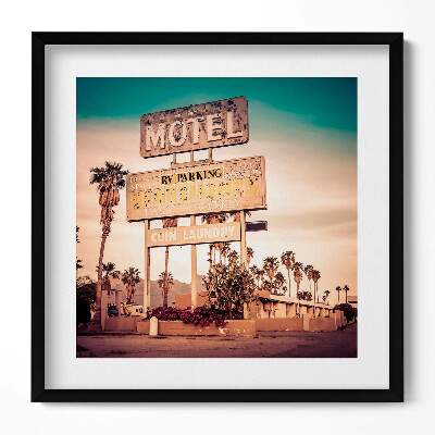 Keretezett falikép Régi motel hirdetőtáblája