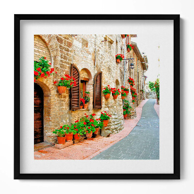 Keretezett falikép Virágos ablakok és fal