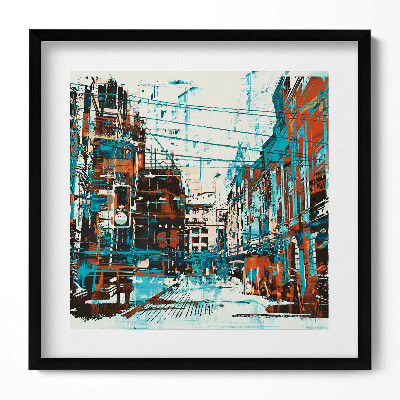 Keretezett falikép Városi táj absztrakt stílusban