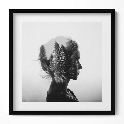 Keretezett falikép Női profil növényi motívum