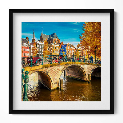 Keretezett falikép Hidak és kerékpárok Amsterdam városában