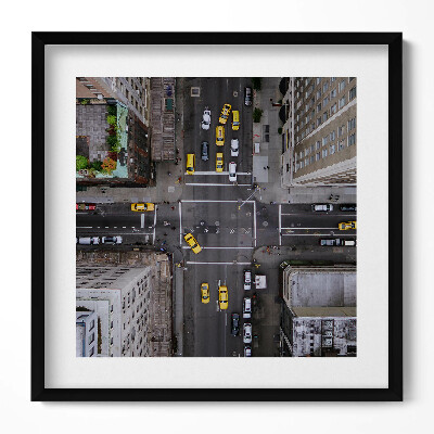 Keretezett falikép Városi forgalom sárga taxik