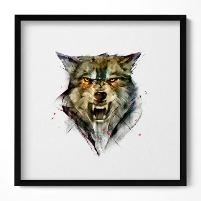 Keretezett falikép Farkas arca agresszív kifejezés