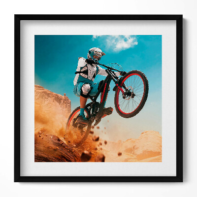 Keretezett falikép Mountain bike ugrás a levegőben