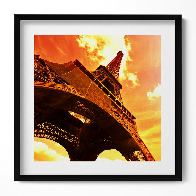 Keretezett falikép Eiffel-torony narancssárga háttérrel