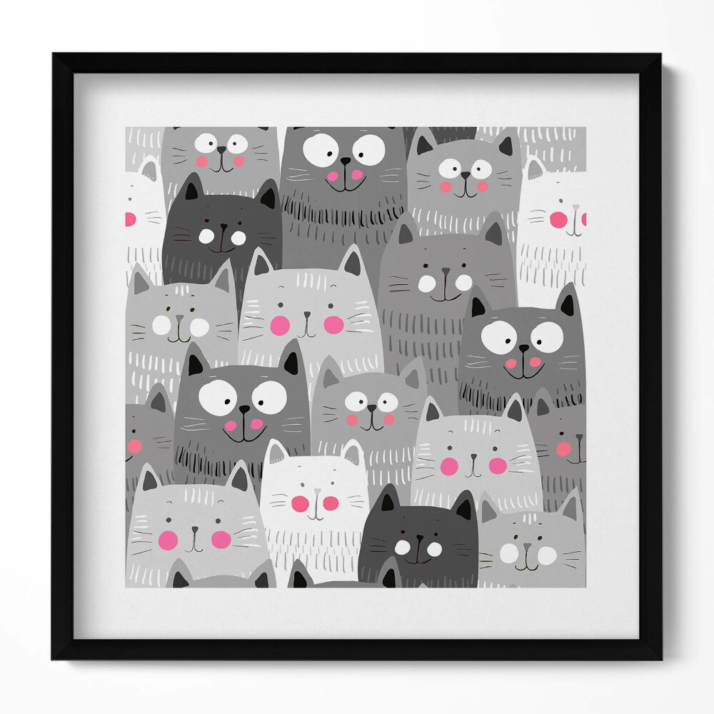 Keretezett falikép Aranyos macskák különböző színekben