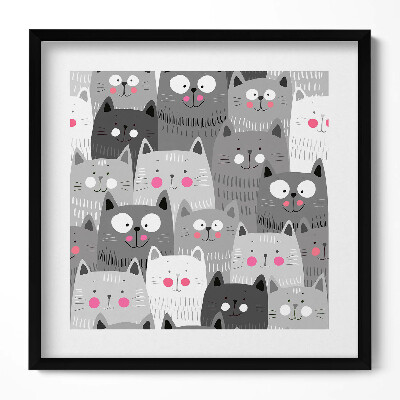 Keretezett falikép Aranyos macskák különböző színekben