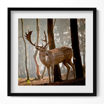 Keretezett falikép Szarvas az erdőben