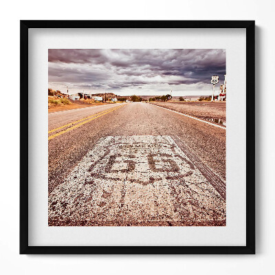 Keretezett falikép Útjelző tábla a 66-os úton