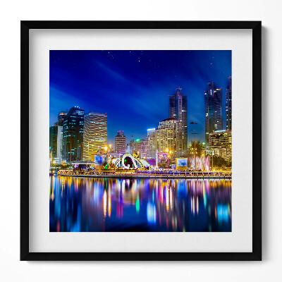 Keretezett falikép Modern városi táj éjszaka