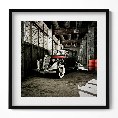 Keretezett falikép Régi autó egy garázsban
