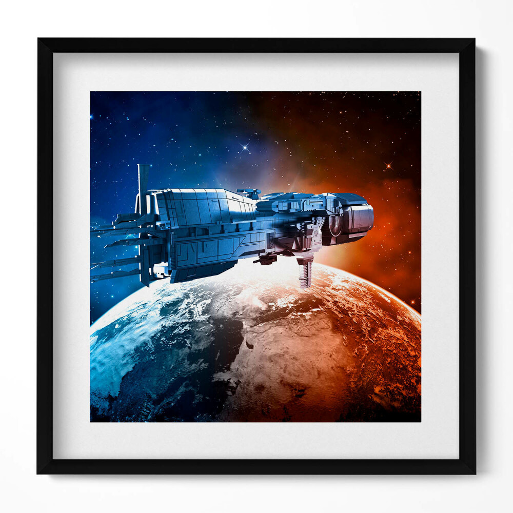 Keretezett falikép Űrhajó a Föld felett