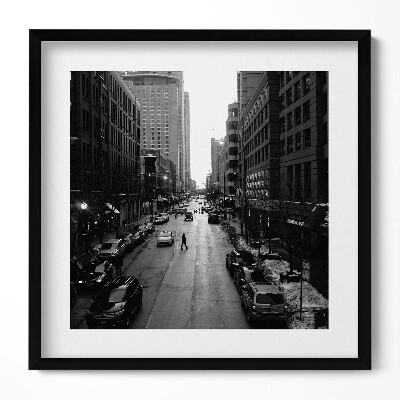 Keretezett falikép Városi utca fekete-fehérben