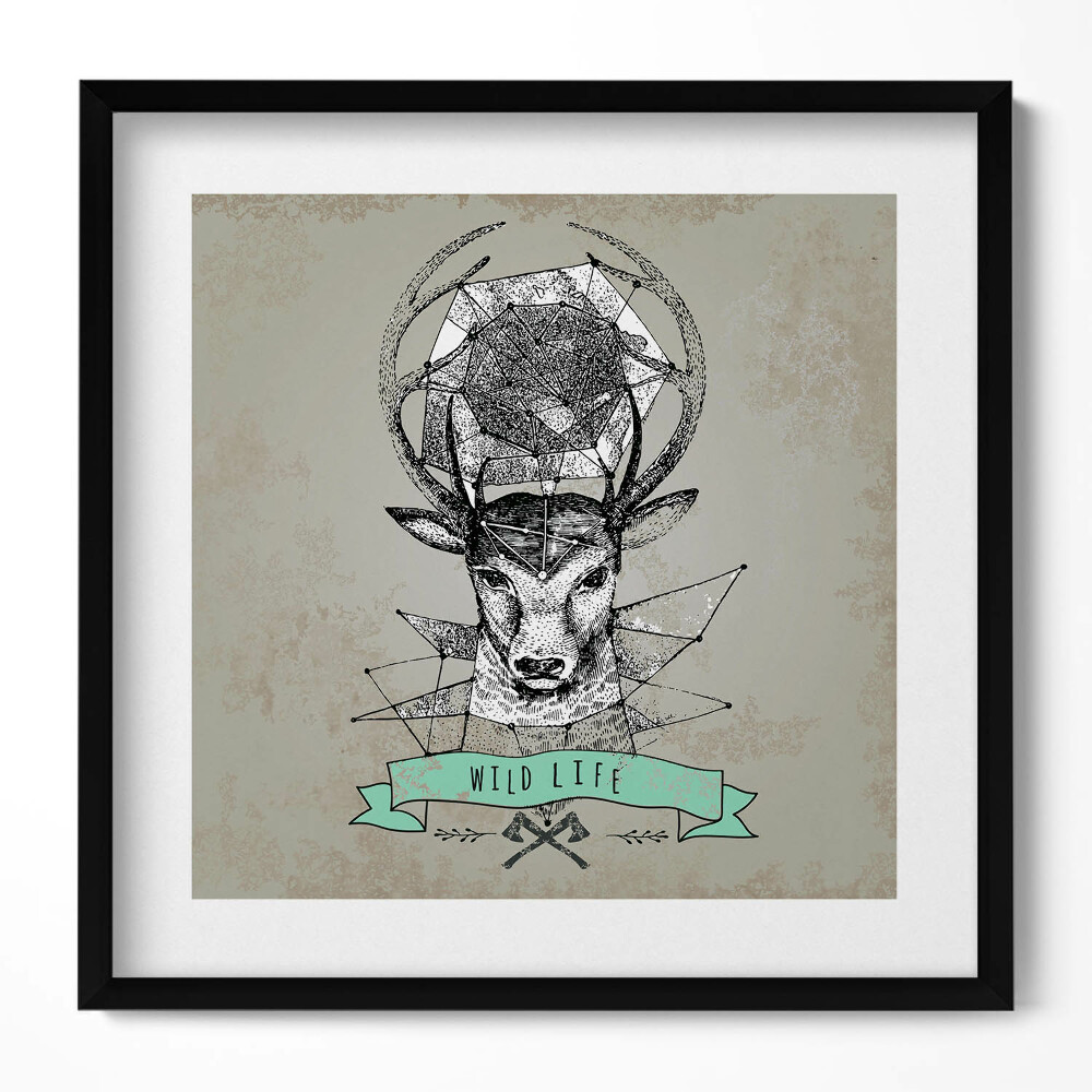 Keretezett falikép Szarvas geometrikus mintázattal