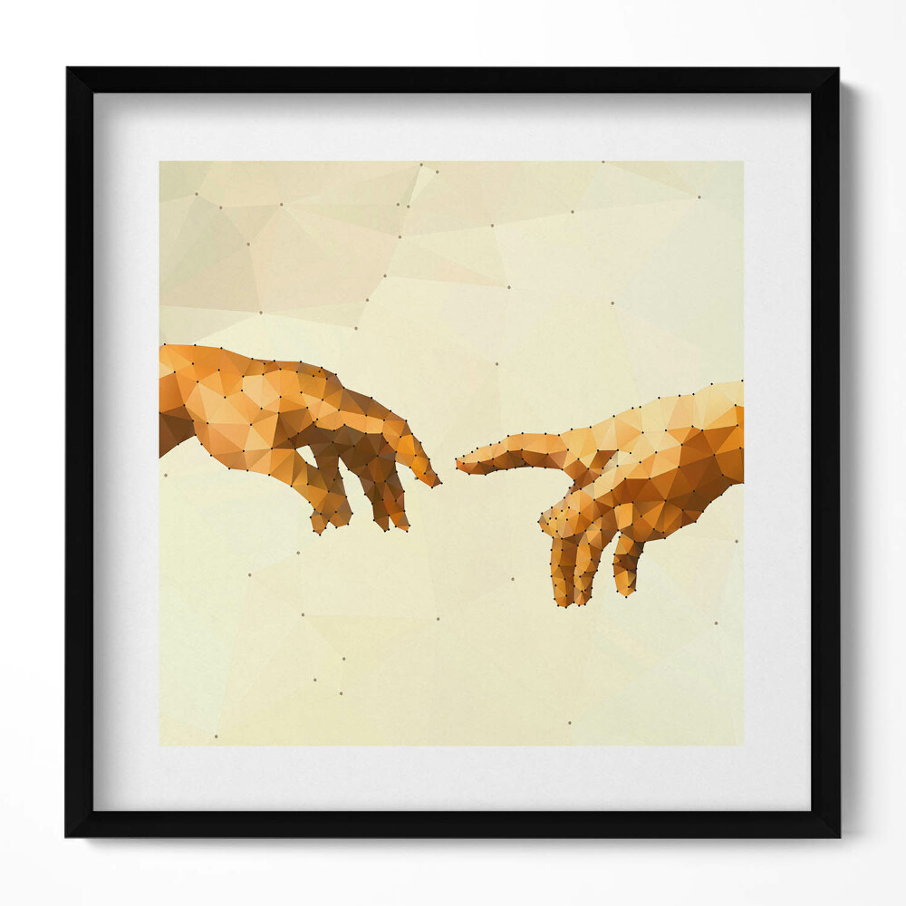 Keretezett falikép Két kéz érintkezése