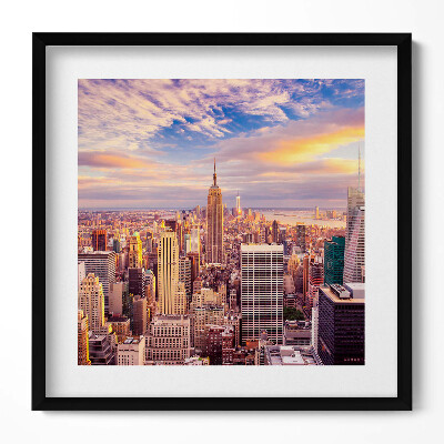 Keretezett falikép New York-i városkép naplementében