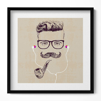 Keretezett falikép Stílusos férfi pipával és fülhallgatóval