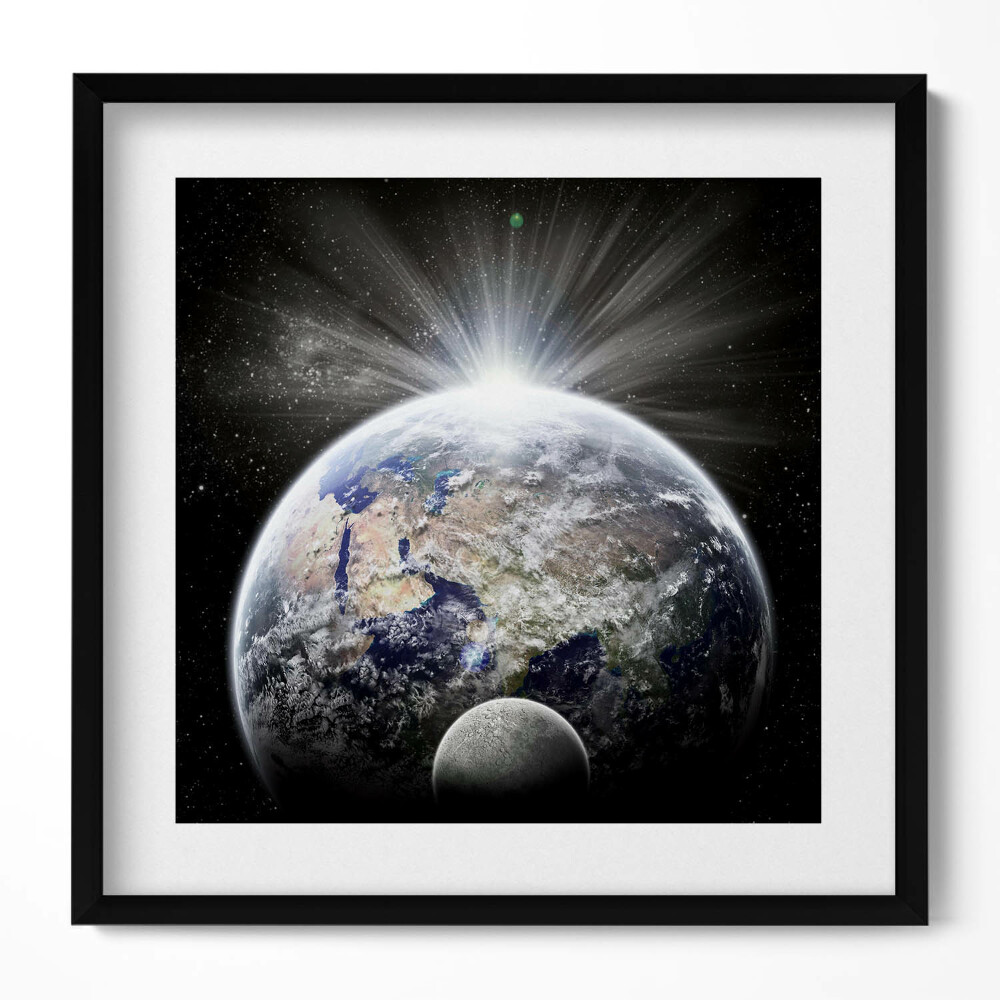 Keretezett falikép Föld és hold csillagfény