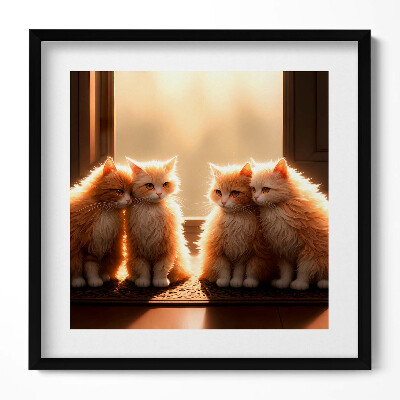 Keretezett falikép Három sárga macska