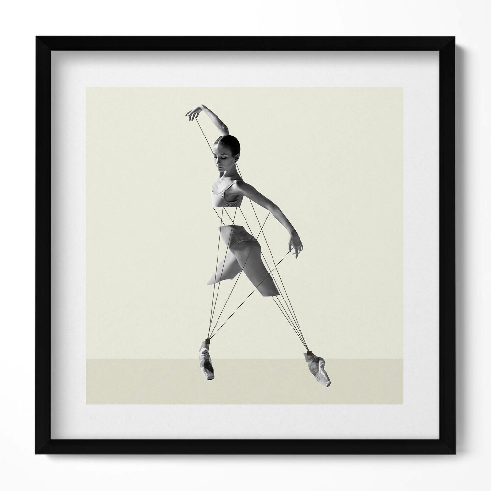 Keretezett falikép Balerina mozgása zsinórok által irányítva