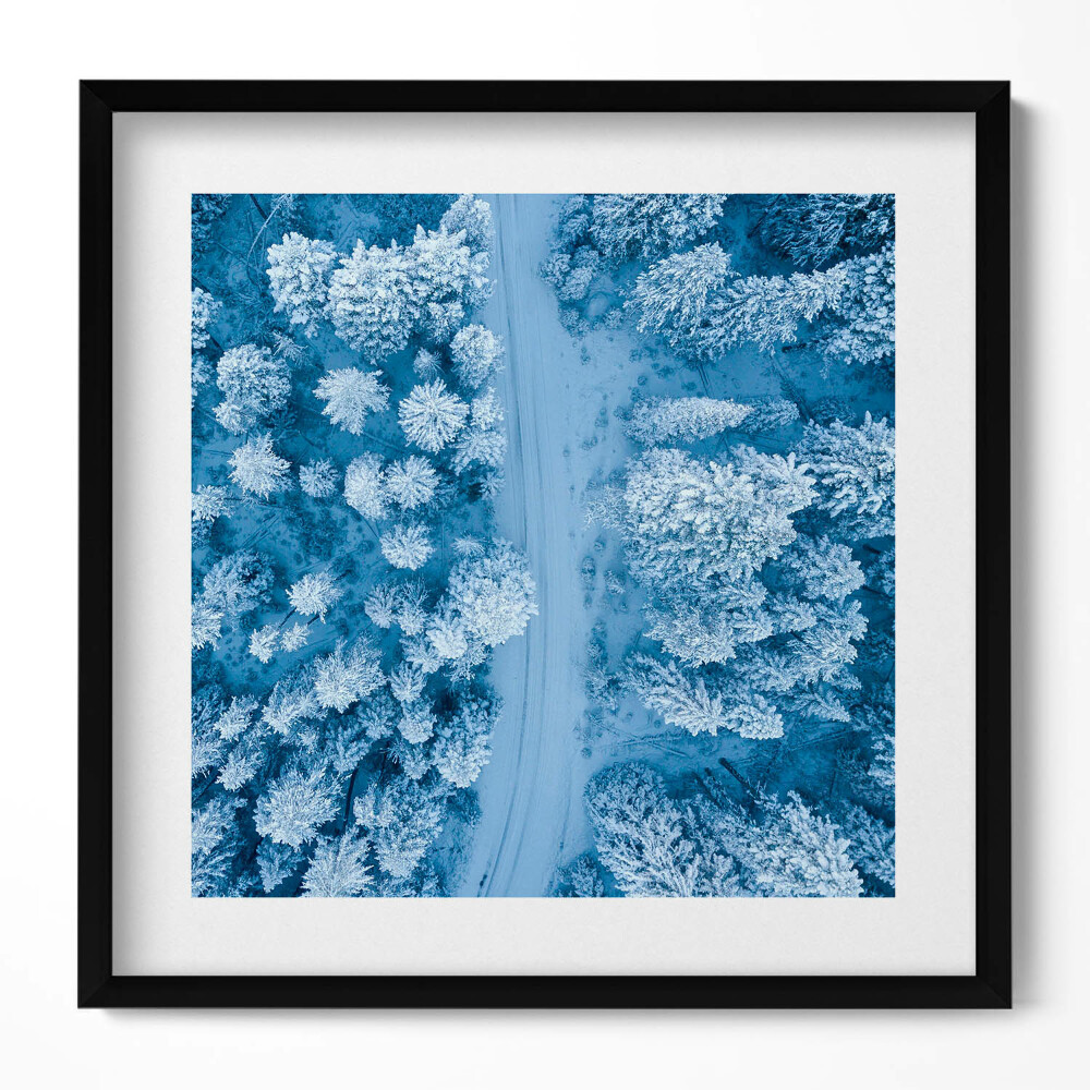 Keretezett falikép Téli erdő légi nézetből