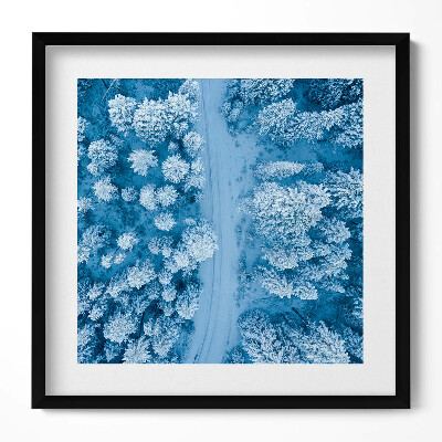 Keretezett falikép Téli erdő légi nézetből