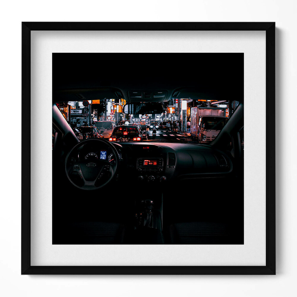 Keretezett falikép Városi éjszakai forgalom