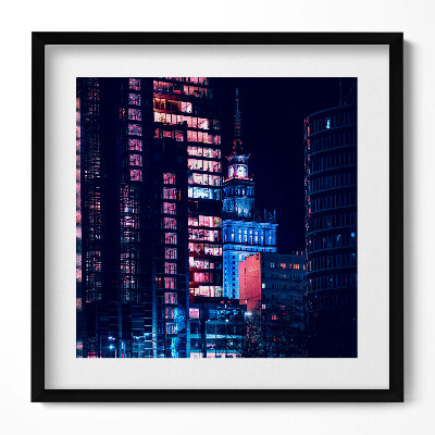 Keretezett falikép Modern városi táj éjszakai fények