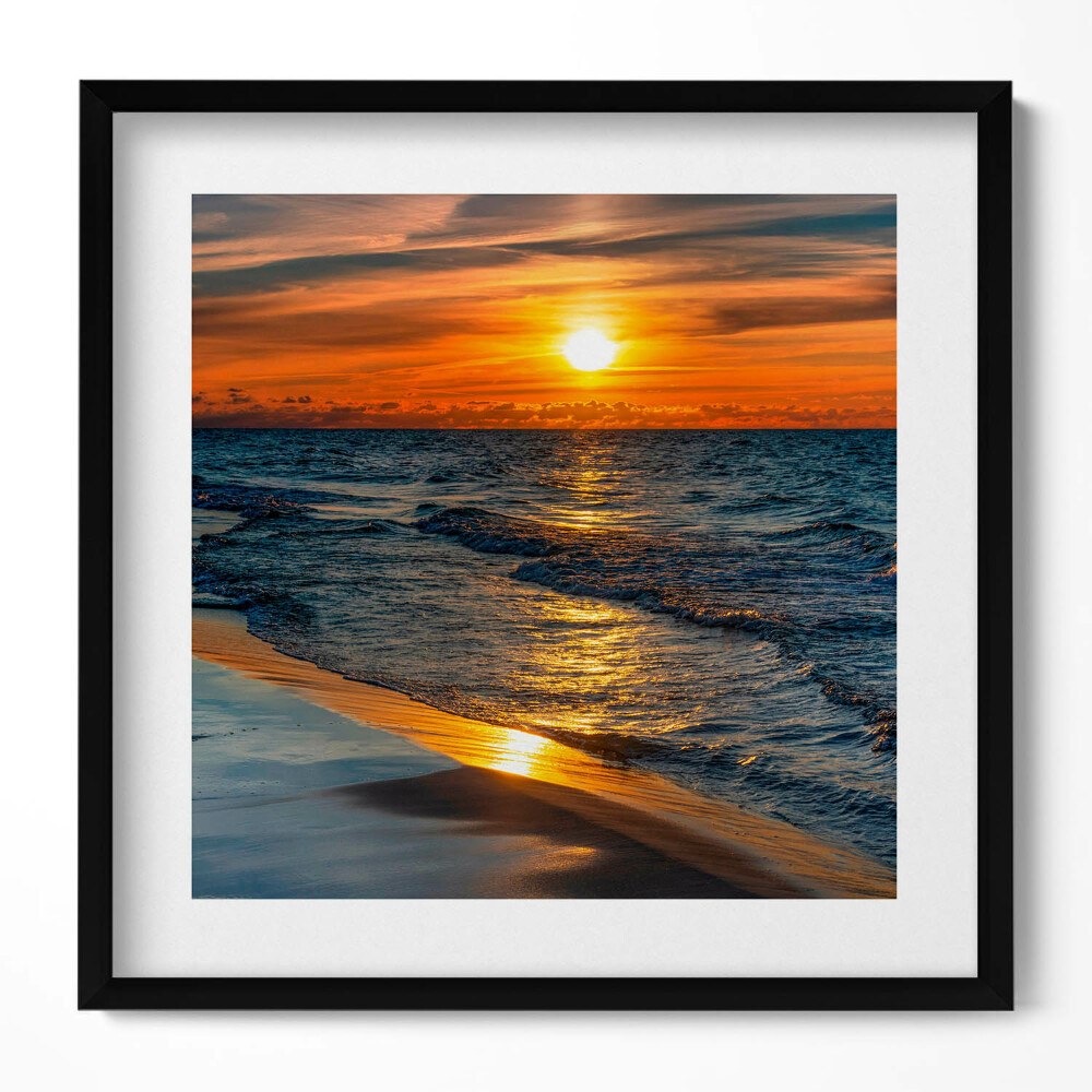 Keretezett falikép Naplemente a tengerparton