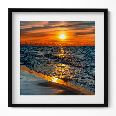 Keretezett falikép Naplemente a tengerparton