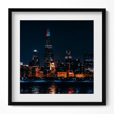 Keretezett falikép Éjjeli városkép felhőkarcolók