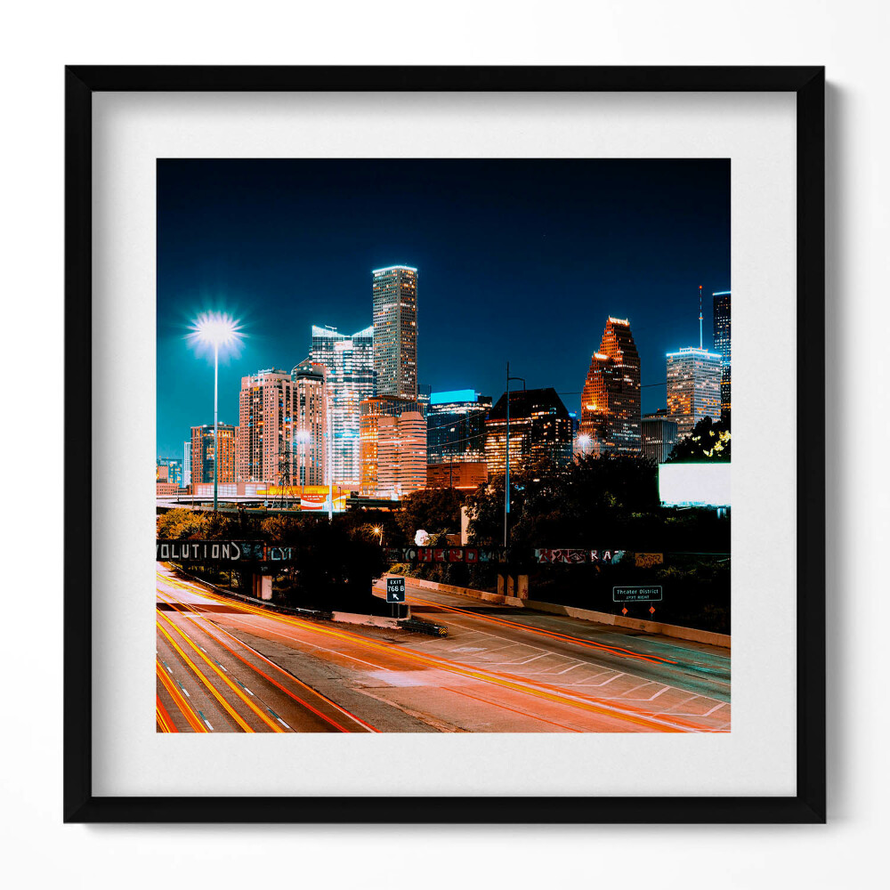 Keretezett falikép Modern városi táj éjszaka