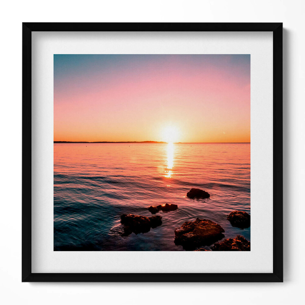 Keretezett falikép Naplemente a víz felett