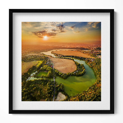 Keretezett falikép Naplemente a folyó felett