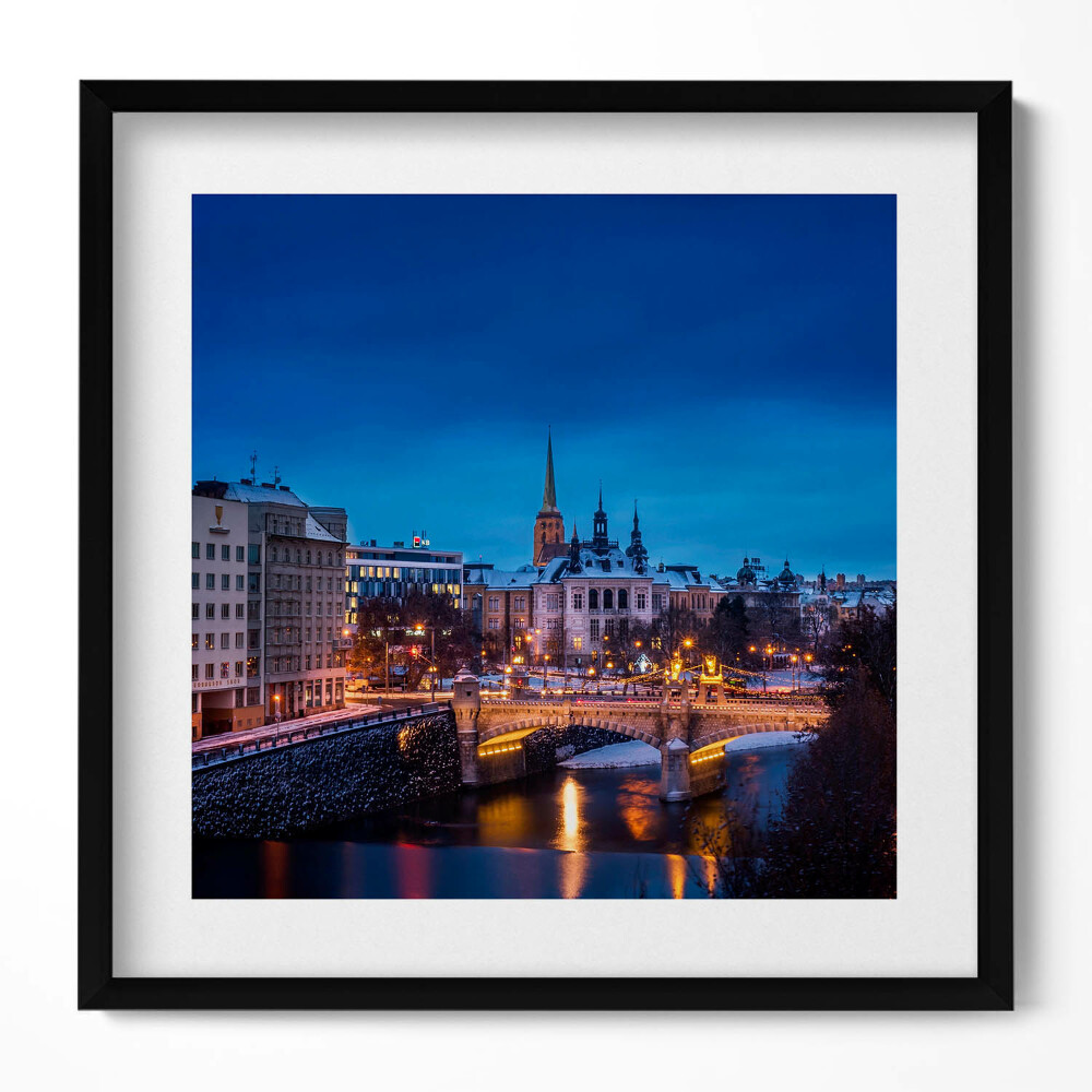 Keretezett falikép Városi táj éjszakai fények