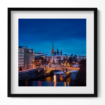 Keretezett falikép Városi táj éjszakai fények