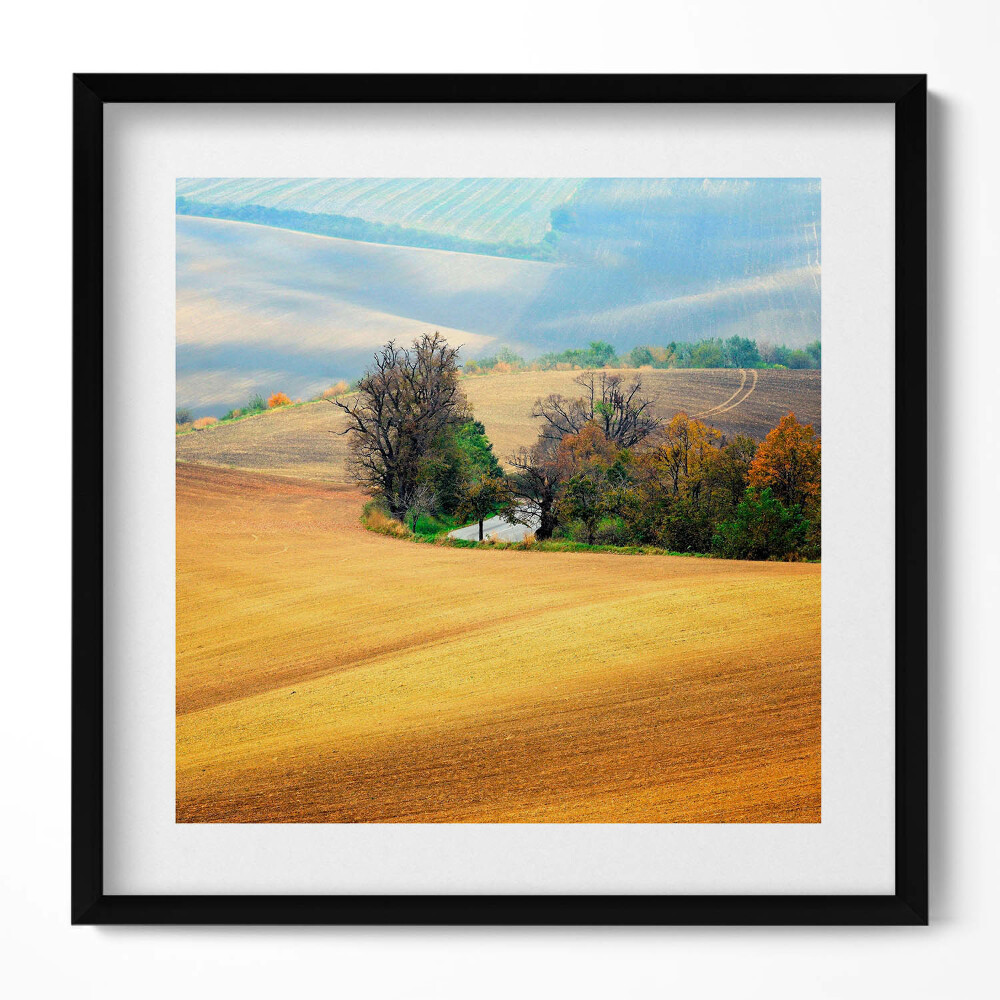 Keretezett falikép Tavaszi táj fák és vízpart