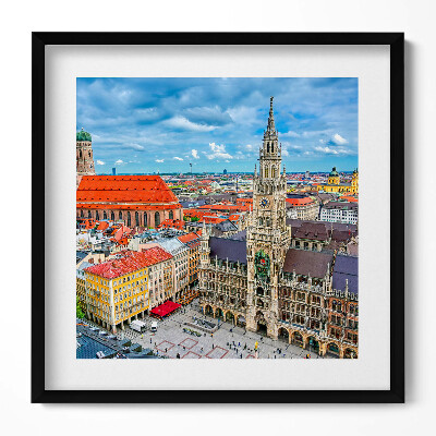 Keretezett falikép München városképe neogótikus épület