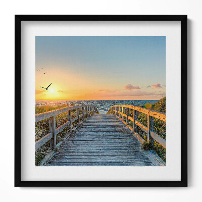 Keretezett falikép Híd a naplementében