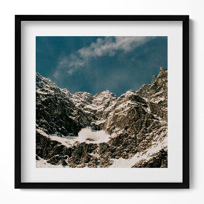 Keretezett falikép Havas hegycsúcsok kék ég