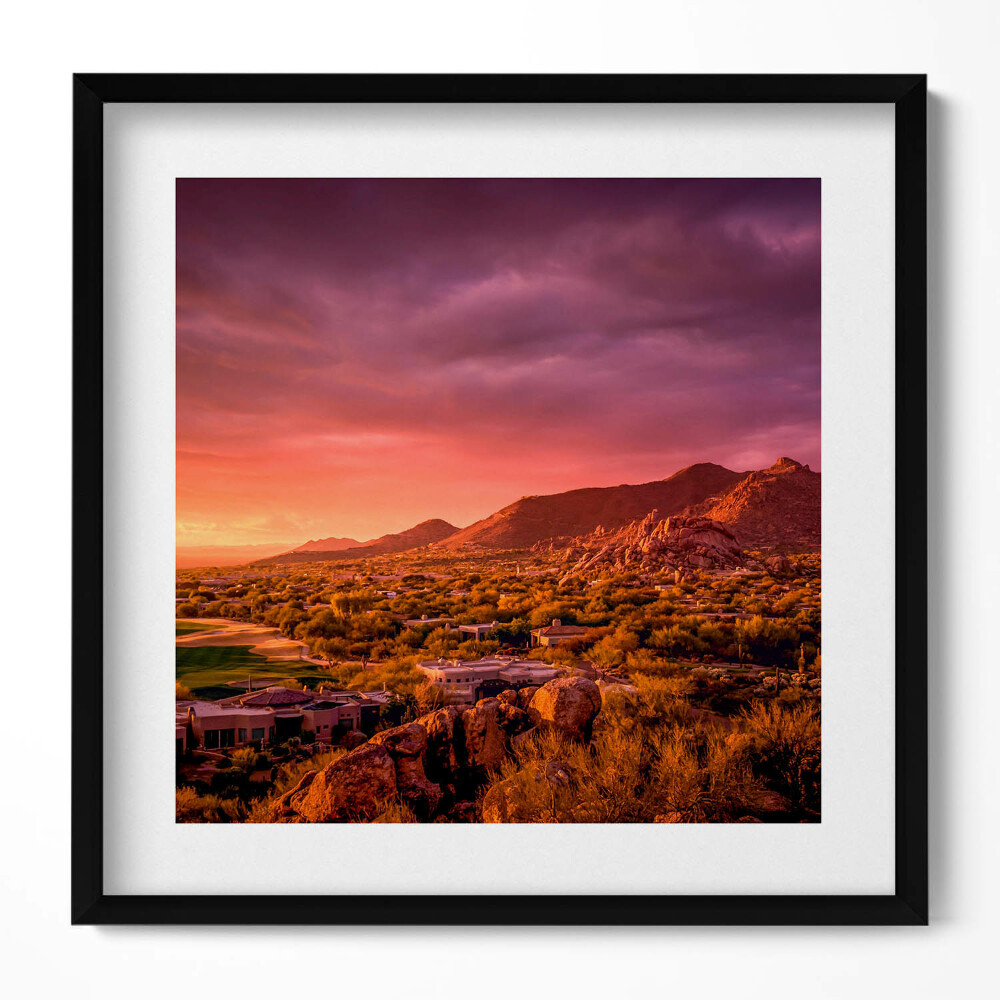 Keretezett falikép Naplemente a hegyek felett