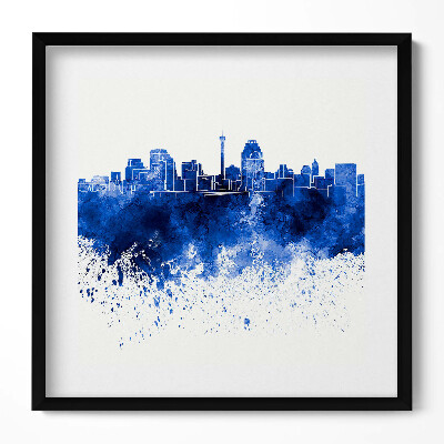 Keretezett falikép Kék városkép vízparti látvány