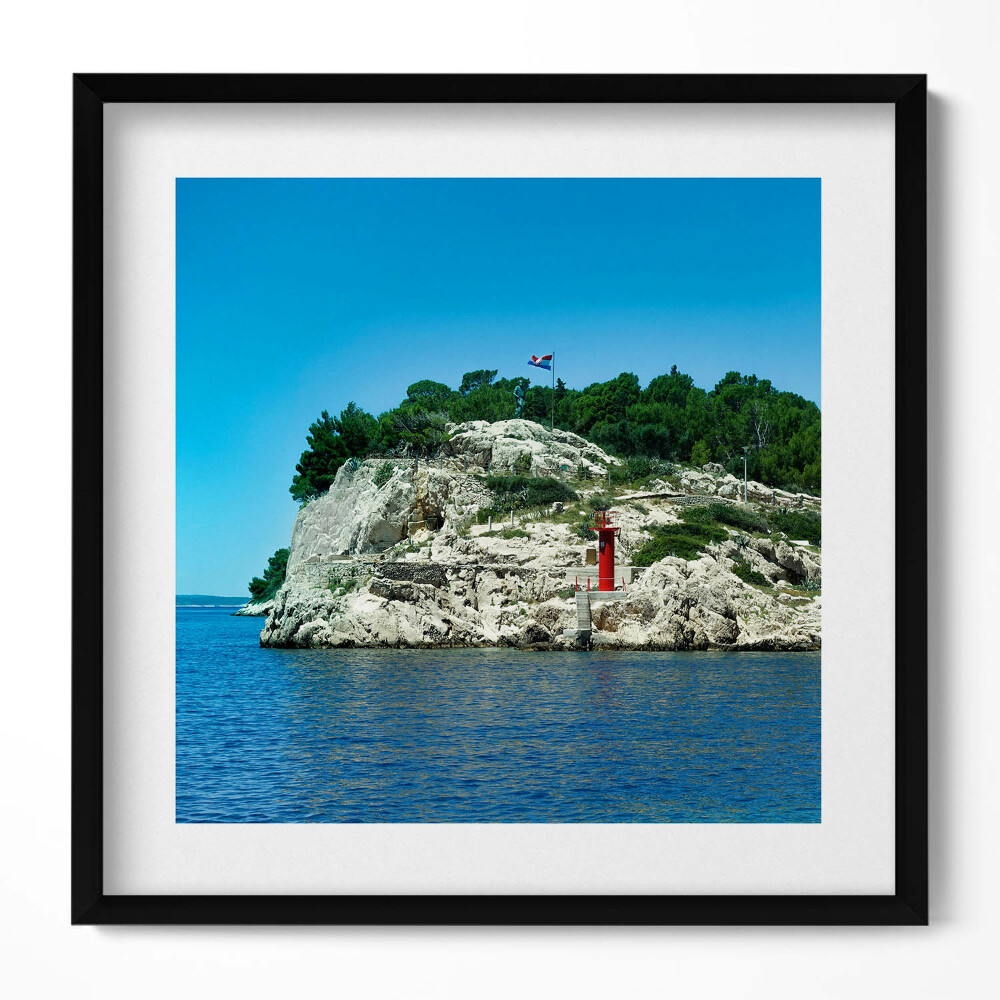 Keretezett falikép Tengerparti táj világítótorony