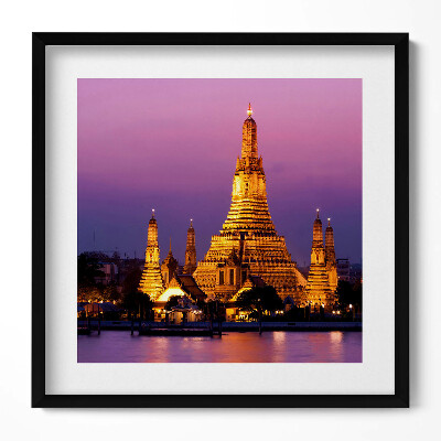 Keretezett falikép Aranyszínű templom naplemente