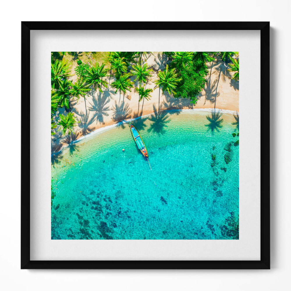 Keretezett falikép Trópusi tengerpart pálmafákkal